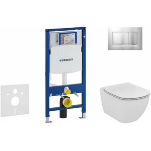 Duofix - Installationselement für Wand-WC mit Betätigungsplatte SIGMA01, Chrom matt/Chrom + Ideal Standard Tesi - wc und wc Sitz, Aquablade,