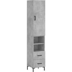 Highboard Betongrau 34,5x34x180 cm Holzwerkstoff Vidaxl