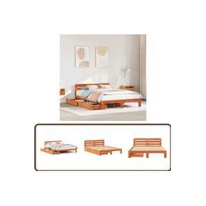 Vidaxl - Massivholzbett ohne Matratze Wachsbraun 160x200 Kiefernholz