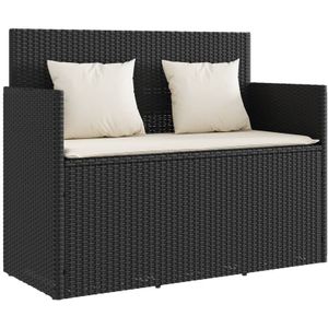 Vidaxl - Gartenbank mit Kissen Schwarz Poly Rattan