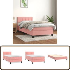 Vidaxl - Boxspringbett mit Matratze Rosa 90x190 cm Samt - Boxspringbett - Samtbett - Rosa Bett - Doppelbett - Bett Mit Kopfteil