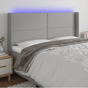 Led Kopfteil Hellgrau 203x16x118/128 cm Stoff Vidaxl