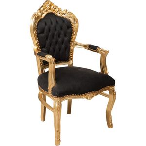 Biscottini - Barocker Bettsessel gepolsterter Sessel im französischen Stil Louis XVI-Sessel mit Holzarmlehnen Schlafzimmerstuhl 60x60x107 cm