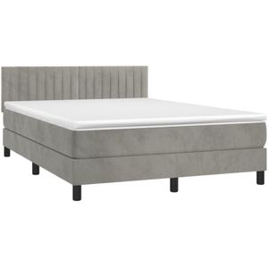 Vidaxl - Boxspringbett mit Matratze Hellgrau 140x200 cm Samt