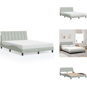 Bett mit Matratze Hellgrau 140x200 cm Samt - Samtsofa - Boxspringbetten - Doppelbett - Einzelbett - Schlafzimmermöbel