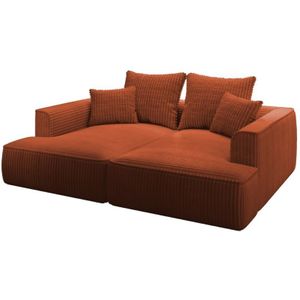 Vente-unique - Sofa 3-Sitzer - tiefe Komfortsitzfläche - grob gerippter Cord - Terracotta - pineta