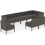 Vidaxl - 9-tlg. Garten-Lounge-Set mit Auflagen Poly Rattan Grau