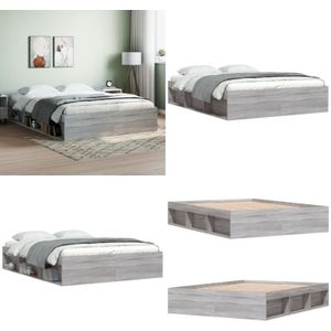 Vidaxl - Bettgestell Grau Sonoma 160x200 cm - Holzbettfassungen - Bettrahmen - Doppelbett - Massivholzbette - Bettkasten - Home & Living