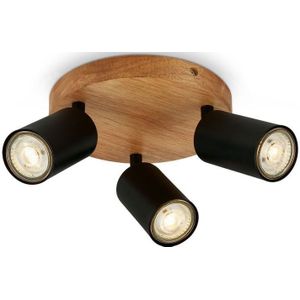 Briloner - Deckenlampe Deckenleuchte vintage industrial 3xGU10 9W schwarz holz