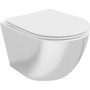 Mexen - Lena WC-Schüssel Randlos mit slim Sitz und Absenk-Automatik, duroplast, Weiß/Silber - 30224004