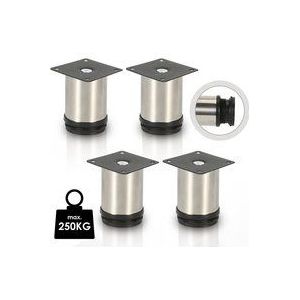 Swanew - 4X Möbelfüße Füße Sockelfüße Schrankfüße Kommodenfuß Bett Sockelfuß Verstellbar-Edelstahl-120mm