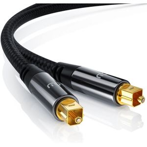 Primewire - Optisches-Kabel, s/pdif, Toslink, Lichtwellenleiter mit Metallstecker & Nylonmantel, Audiokabel - 10m