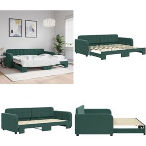 vidaXL Tagesbett Ausziehbar Dunkelgrün 90x200 cm Samt