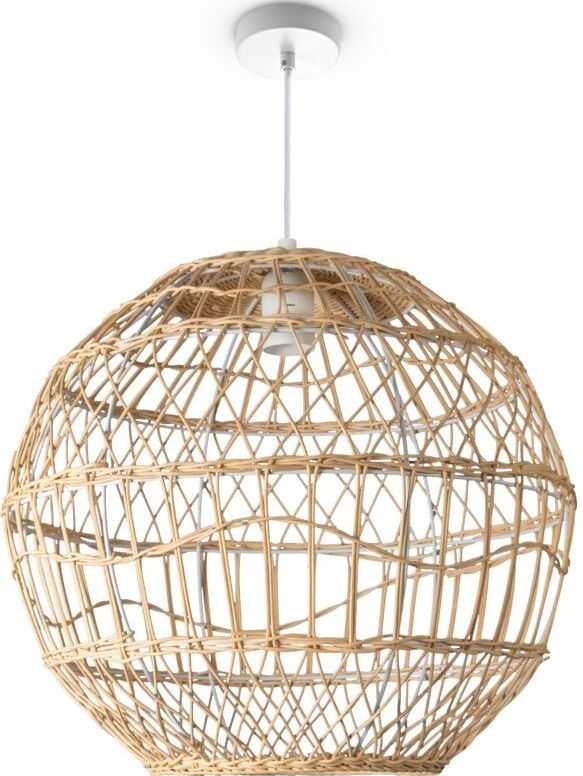 Paco Home - Pendelleuchte Wohnzimmer Boho Korbleuchten Pendellampe Rattan Hängeleuchte Creme (Ø40 cm), Pendelleuchte - Typ 6