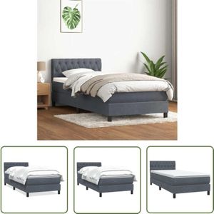 vidaXL Boxspringbett mit Matratze Dunkelgrau 80x220 cm Samt