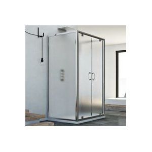 Idralite - Duschkabine 3-seitig Saloon Strukturglas h 185 mod. Sintesi Trio 2 Türen 80x120x80 cm