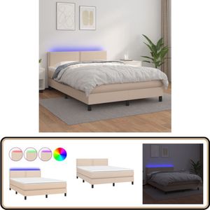 Vidaxl - Boxspringbett mit Matratze & led Cappuccino-Braun 140x190cm - Boxspringbett - Doppelbett - Lederbetten - Betten Mit Beleuchtung - Lattenrost