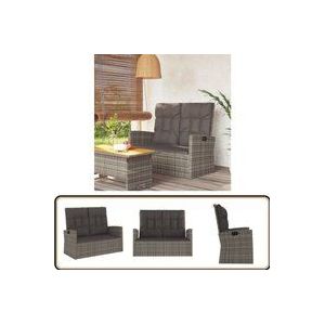 Gartenbank mit Liegefunktion & Kissen Grau 118 cm Poly Rattan - Gartenbank - Relaxbank - Lounge Chair - Gartenmöbeln - Rattan Möbel