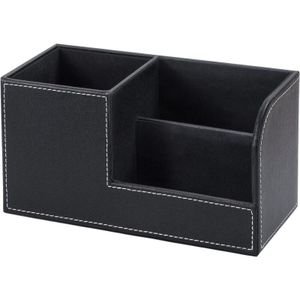 Office Storage pu Leather Multifunctional Desk Organizer Pen Holder Storage Box Black