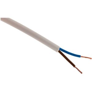 Zenitech - Elektrische Versorgungsleitung H05VV-F 2x 1,5mm² Weiß - 10m
