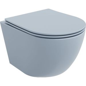 Lena WC-Schüssel Randlos mit slim Sitz und Absenk-Automatik, duroplast, Blau/Grau matt - 30224 - Mexen