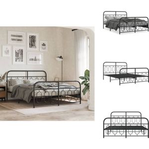 Vidaxl - Bettgestell mit Kopf- und Fußteil Metall Schwarz 150x200 cm - Metallbettfgestell - Doppelbett - Boxspringrahmen - Stahlbettgestell