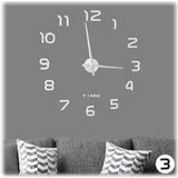 Relaxdays - diy Wanduhr, 3D-Zahlen, Uhr Wandtattoo zum Aufkleben, einfache Installation, Größe variabel, modern, silber