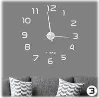 Relaxdays - diy Wanduhr, 3D-Zahlen, Uhr Wandtattoo zum Aufkleben, einfache Installation, Größe variabel, modern, silber