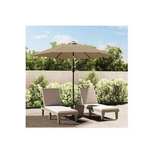 Sonnenschirm mit LED-Leuchten und Stahlmast 300 cm Taupe Vidaxl