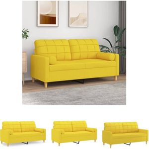The Living Store 2-Sitzer-Sofa mit Zierkissen Hellgelb 140 cm Stoff - Sofas
