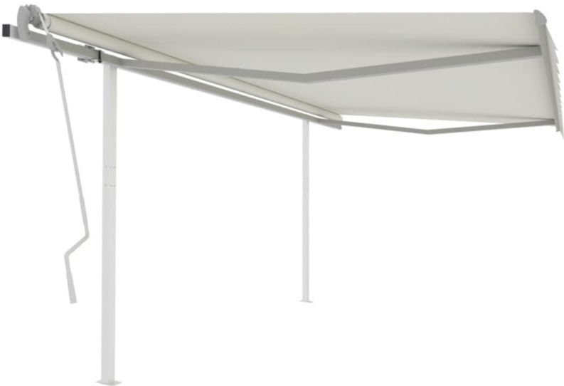 Markise Manuell Einziehbar mit Pfosten 4,5x3 m Creme Vidaxl