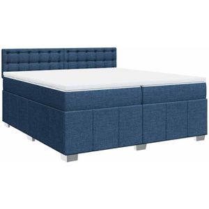 Boxspringbett mit Matratze Blau 200x200 cm Stoff vidaXL