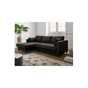 Lisa Design - Anna – ecksofa mit schlaffunktion– mit bettkasten – 4-sitzer – zeitgenössischer stil – links - dunkelgrau