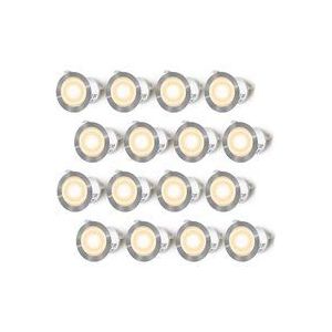 Set mit 16 LED-Einbaustrahlern für Holzterrasse, wasserdicht IP67, Einbaustrahler für den Außenbereich, 0,6 w DC12 v, warmweißes Licht,
