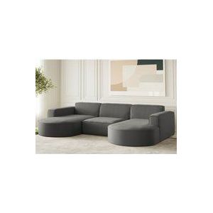 Fun Moebel - Wohnlandschaft U-Form Sofa palma in Stoff Opera Velvet Steel