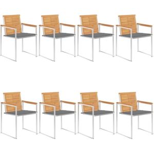 Vidaxl - 8 Stk. Gartenstühle mit Kissen Massivholz Teak