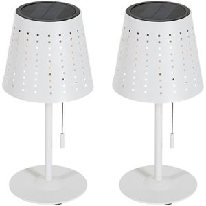 Set mit 2 Tischleuchten Weiß inkl. led 3-stufig dimmbar wiederaufladbar und Solar - Ferre