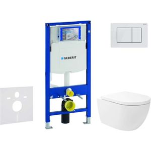 Duofix - Set Vorwandelement, wc Oudee Vortex mit Softclose-Sitz und Sigma30-Betätigungsplatte, weiß/weiß matt SANI11CA3178 - Geberit