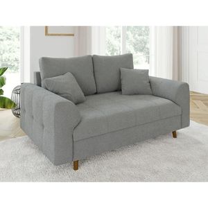 S-style Möbel - Viggo - Sofa 2 sitzer mit Braun Holzfüßen im skandinavischen Stil aus Grau Boucle-Stoff
