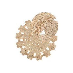 Beliani - Teppich Beige Jute ø 120 cm Kurzflor Orientalisch Maschinengewebt Rund