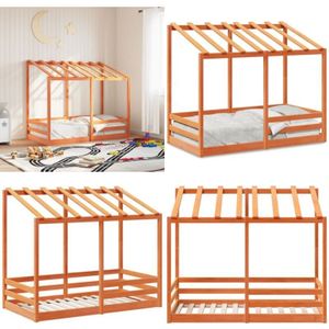 Kinderbett mit Dach Wachsbraun 70x140 cm Massivholz Kiefer - Kinderbett - Holzbett - Kiefernholzbett - Jugendzimmer - Kinderzimmereinrichtung - Home