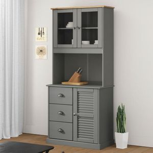 Sideboard-Aufsatz vigo Grau 78x30x100 cm Massivholz Kiefer