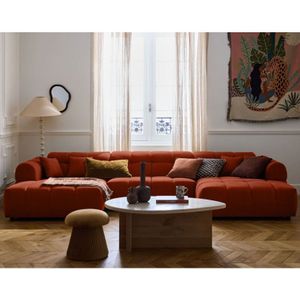Lisa Design - Ray - wohnlandschaft u-form 7-sitzer in strukturiertem stoff - rot