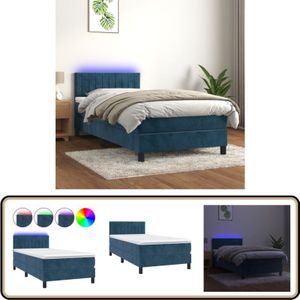 Vidaxl - Boxspringbett mit Matratze & led Dunkelblau 90x190 cm Samt - Boxspringbett - Doppelbett - Samtbett - Luxusbett - Schlafzimmer Dekoration