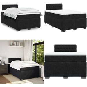 Vidaxl - Boxspringbett mit Matratze Schwarz 120x200 cm Samt - Samtbett - Boxspringbett - Doppelbett - Schlafzimmermöbel - Bettgestell - Home & Living