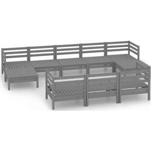 10-tlg. Garten-Lounge-Set Grau Massivholz Kiefer Vidaxl