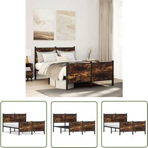 Metallbett ohne Matratze Räuchereiche 120x190 cm - Metallbett - Doppelbett - Boxspringbetten - Bettsystem - Schlafraum - The Living Store