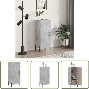 Bonnevie - The Living Store Sideboard Betongrau 34,5x34x90 cm Holzwerkstoff - Schreibtisch - Wohnzimmermöbel - Sideboard - Regal - Holz Sideboard