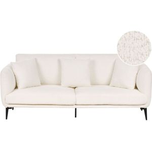 Beliani - Sofa Cremeweiß aus Bouclé Stoff 3-Sitzer Gepolstert mit Kissen Modernes Design Skandinavischer Stil Polstersofa Stoffsofa Wohnzimmer