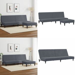 Vidaxl - Schlafsofa 2-Sitzer mit Fußhocker Dunkelgrau Samt - Samtsofa - Schlafsofa - Sofa Mit Betfunktion - Gästezimmer - Wohnraum - Home & Living